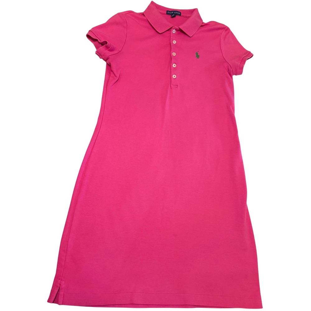 Ralph Lauren Womens Pink Cotton Pique Short Sleeve Polo Dress Size S P